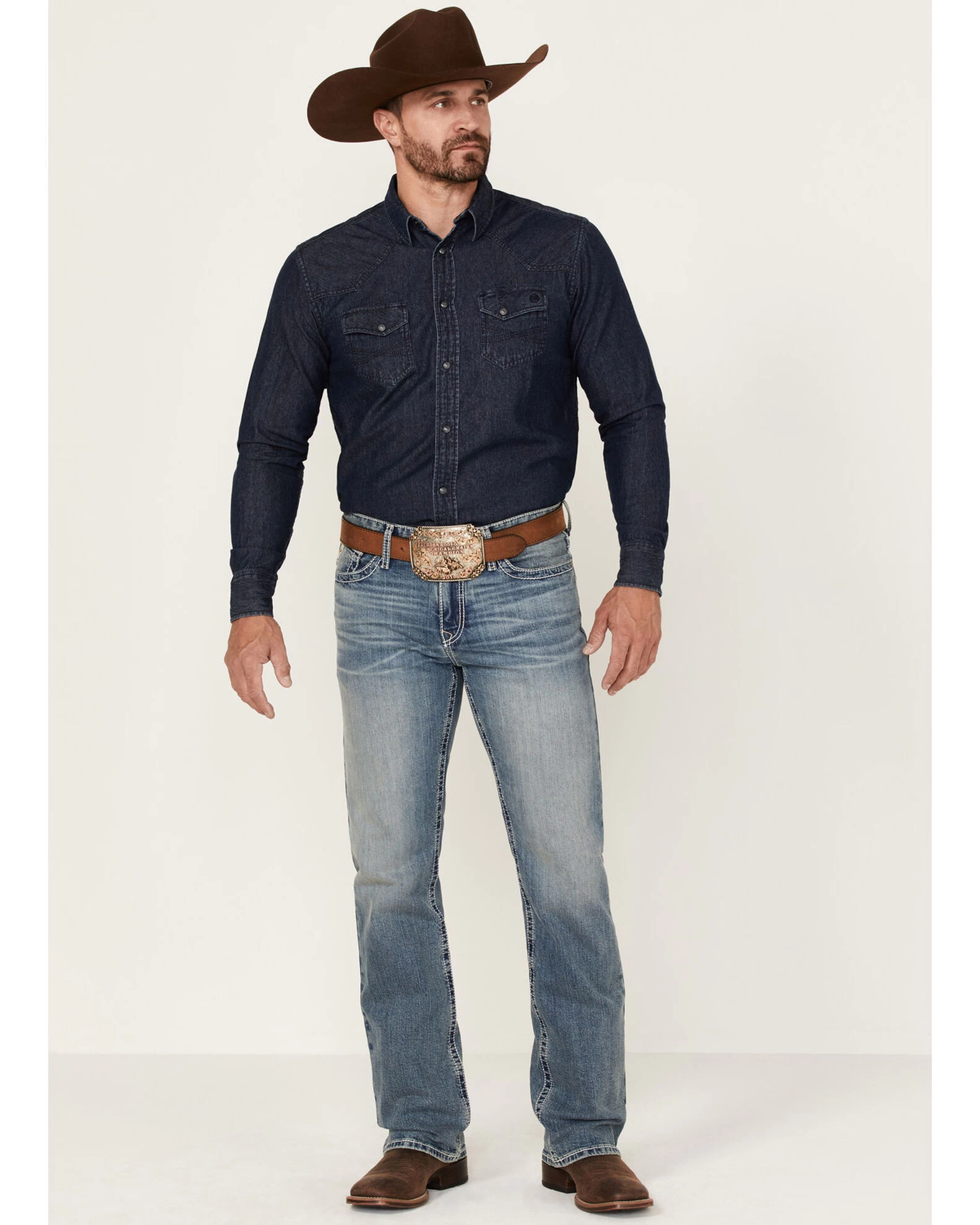 Cinch Men's Ian Medium Stonewash Performance Stretch Slim Bootcut Jeans 1 Cinch Men's Ian Medium Stonewash Performance Stretch Slim Bootcut Jeans