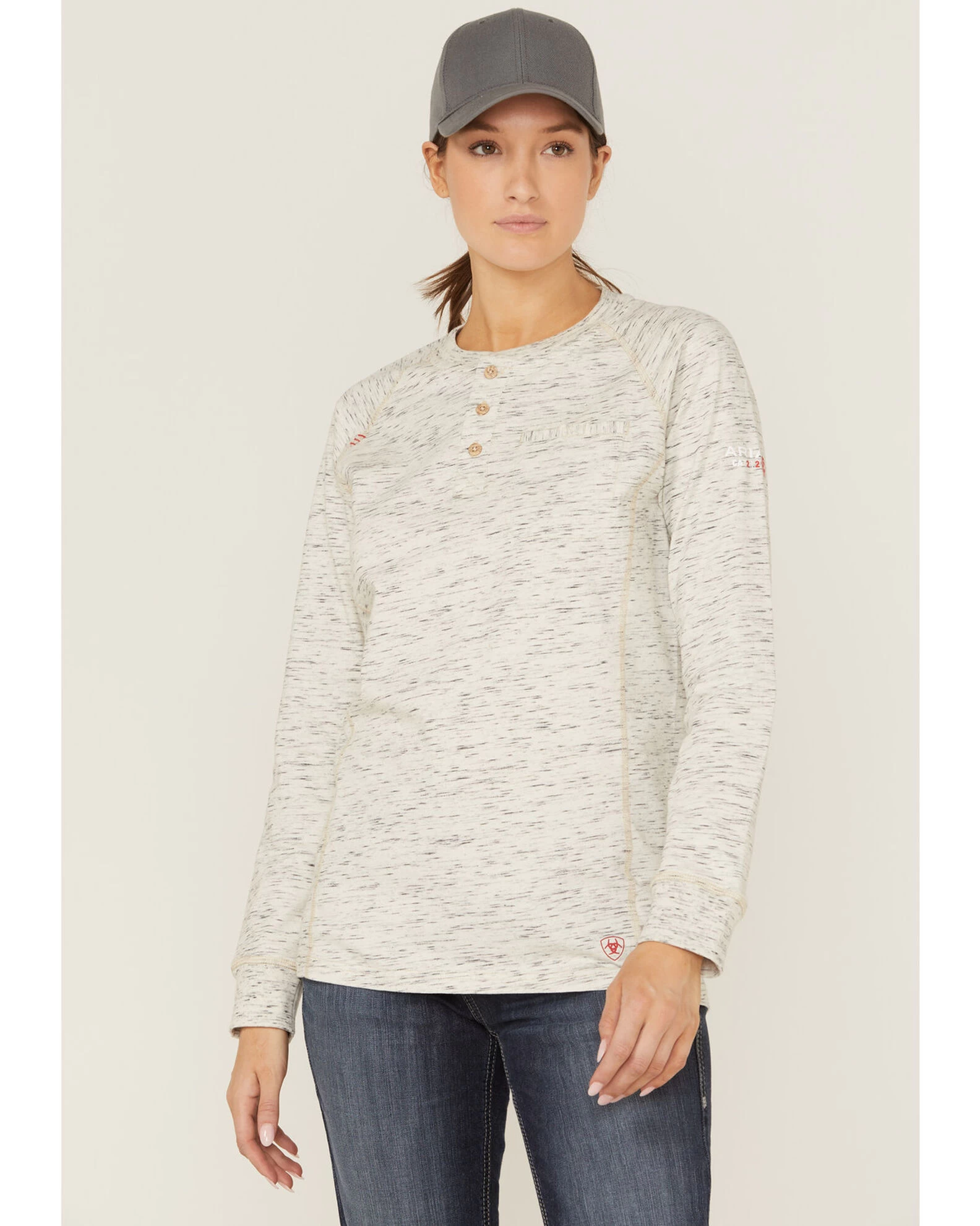 Ariat Women's FR Air Henley Long Sleeve Work Pocket Shirt 1 Ariat Women's FR Air Henley Long Sleeve Work Pocket Shirt