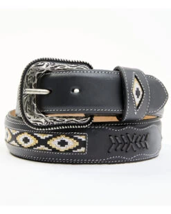Cody James Men's Black Southwestern Center Inlay Western Belt