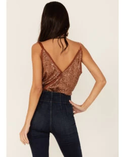 Free People Women's Shimmer & Shine Sequins Bodysuit -Cowboy Pradise 2000357151 662 P3