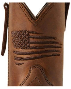 Ariat Boys' Anthem Patriot Easy Fit Distressed Brown Full-Grain Western Boot - Square Toe  -Cowboy Pradise 2000357345 200 P6