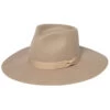 Shyanne Women's Beige Stiff Brim Grossgrain Wool Felt Fedora Hat 