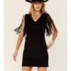 Idyllwind Women's Lady Bird Faux Suede Fringe Muscle Sleeve Dress