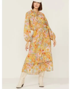 Show Me Your Mumu Women's Cait Midi Groovy Blooms Midi Dress