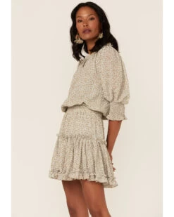 Saints & Hearts Women's Animal Print Smocked Waist Dress  -Cowboy Pradise 2000361649 343 P4