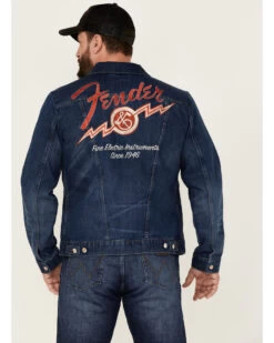 Wrangler X Fender Men's Cowboy Rockstar Patch Denim Jacket  -Cowboy Pradise 2000362151 402 P4
