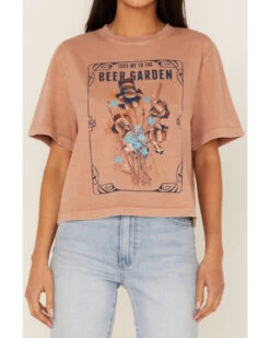 Cleo + Wolf Women's Beer Garden Graphic Boxy Crop Tee -Cowboy Pradise 2000364851 250 P3
