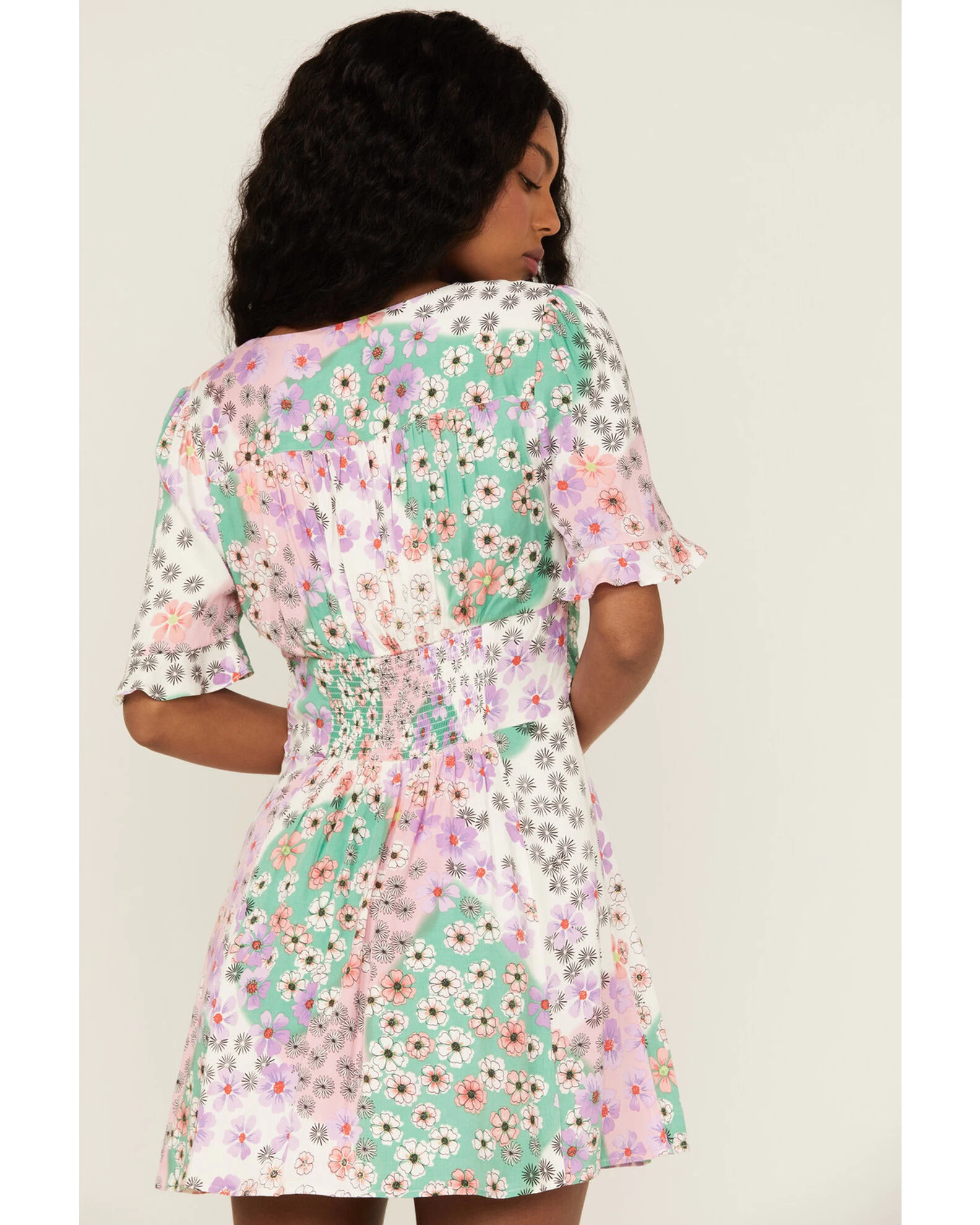 Beyond The Radar Women's Mixed Floral Print Corset Mini Dress 4 Beyond The Radar Women's Mixed Floral Print Corset Mini Dress - Image 4