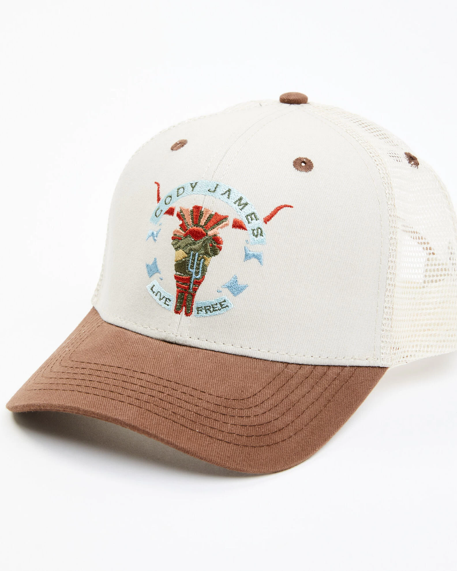 Cody James Men's Live Free Printed Embroidered Skull Mesh-Back Ball Cap 1 Cody James Men's Live Free Printed Embroidered Skull Mesh-Back Ball Cap