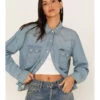 Wrangler Retro Women's Denim Frayed Long Sleeve Snap Western Shirt