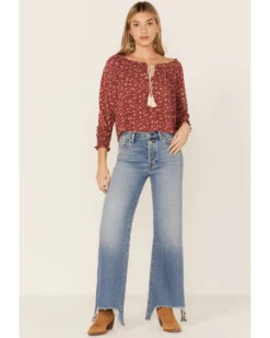 Wild Moss Women's Rust Floral Peasant Top 7 Wild Moss Women's Rust Floral Peasant Top -Cowboy Pradise 2000365778 220 P4