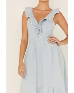 Molly Bracken Women's Ruffle Trim Cross Back Maxi Dress -Cowboy Pradise 2000365795 450 P3