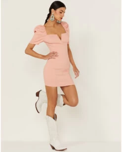 Flying Tomato Women's Bodycon Puff Sleeve Dress -Cowboy Pradise 2000365833 681 P4