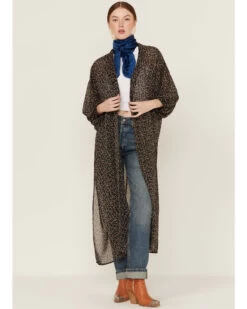 Beyond The Radar Women's Floral Chiffon Duster Maxi Kimono