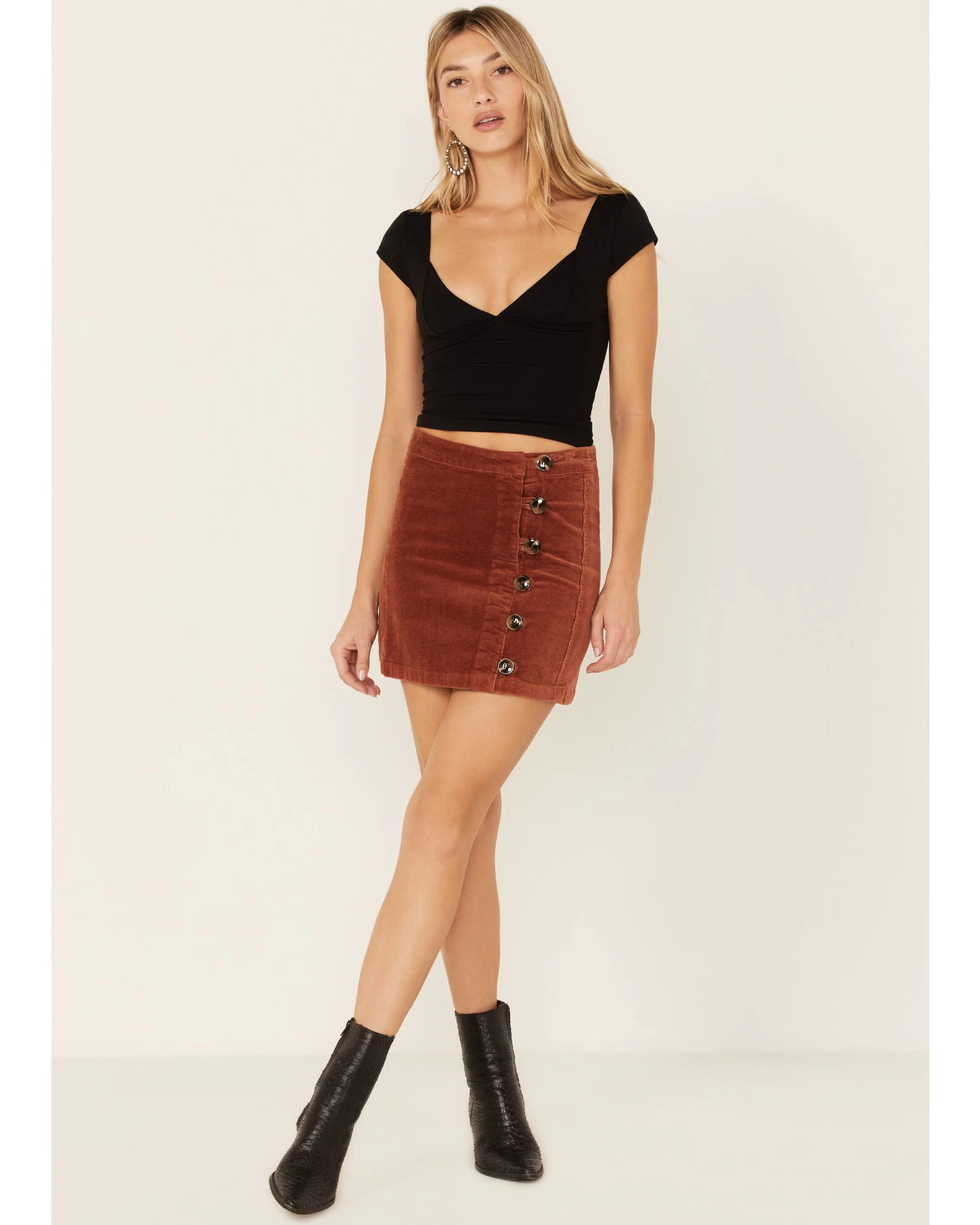 Wishlist Women's Side Button Corduroy Mini Skirt 1 Wishlist Women's Side Button Corduroy Mini Skirt
