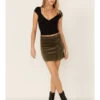 Wishlist Women's Olive Side Button Corduroy Mini Skirt