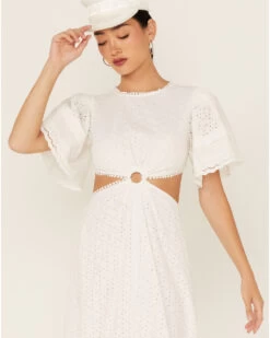 Maia Bergman Women's Ori Crochet Eyelet Open Back Maxi Dress  -Cowboy Pradise 2000367310 100 P3