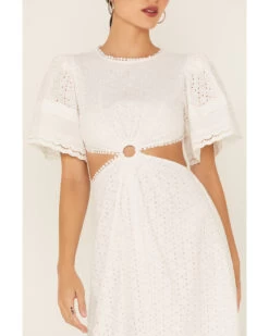 Maia Bergman Women's Ori Crochet Eyelet Open Back Maxi Dress  -Cowboy Pradise 2000367310 100 P4