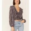 Lush Women's Floral Cinch Front Top