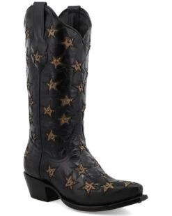 Black Star Women's Marfa Star Inlay Studded Leather Western Boot - Snip Toe 
