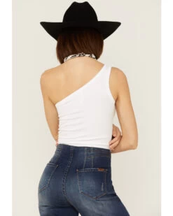 Fornia Women's Top One White One Shoulder Ribbed Cami Top 6 Fornia Women's Top One White One Shoulder Ribbed Cami Top -Cowboy Pradise 2000368172 100 P3