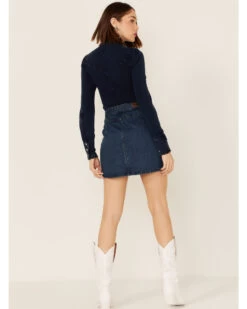 Rock & Roll Denim Women's Dark Wash Studded Belted Western Denim Mini Skirt 8 Rock & Roll Denim Women's Dark Wash Studded Belted Western Denim Mini Skirt -Cowboy Pradise 2000368495 400 P4