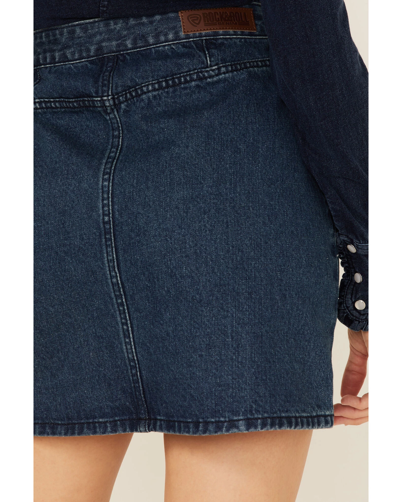 Rock & Roll Denim Women's Dark Wash Studded Belted Western Denim Mini Skirt 5 Rock & Roll Denim Women's Dark Wash Studded Belted Western Denim Mini Skirt - Image 5