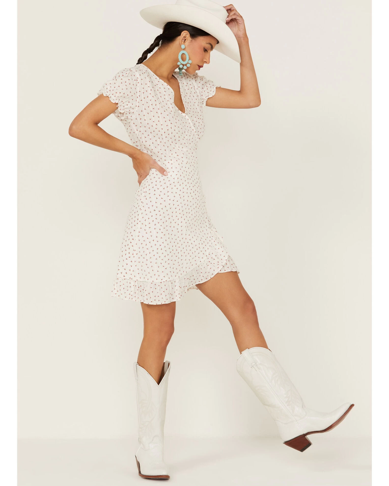 Molly Bracken Women's Floral Print Ruffle Puff Short Sleeve Mini Dress 2 Molly Bracken Women's Floral Print Ruffle Puff Short Sleeve Mini Dress - Image 2