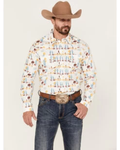 Dale Brisby Men's All-Over Scenic Print Long Sleeve Snap Western ShirtÂ