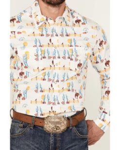 Dale Brisby Men's All-Over Scenic Print Long Sleeve Snap Western Shirt  -Cowboy Pradise 2000368999 442 P3