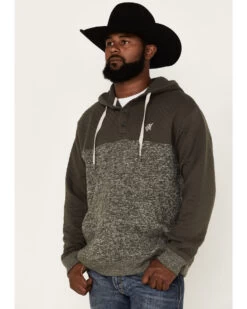 Hooey Men's Jimmy Quilted 1/4 Button Hooded Pullover