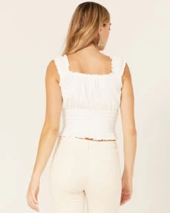 Jolt Women's Floral Embroidered Smocked Tank Top -Cowboy Pradise 2000371509 105 P4