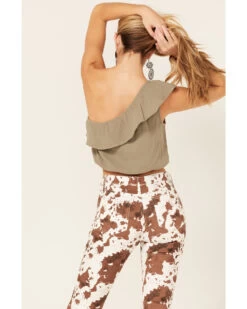 Jolt Women's One-Shoulder Ruffle Crop Top -Cowboy Pradise 2000371513 220 P4