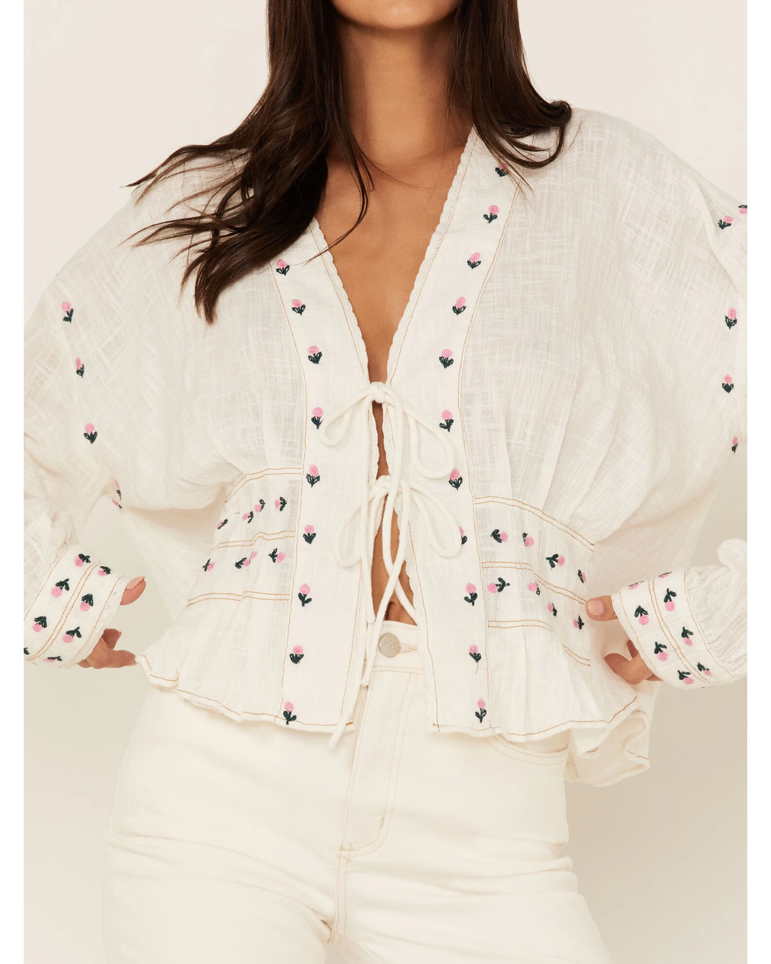 Free People Women's Kizzy Embroidered Top 3 Free People Women's Kizzy Embroidered Top - Image 3