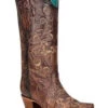 Corral Women's Floral & Butterfly Embroidered Burnished Tall Western Boots - Snip Toe
