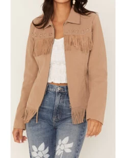 Fornia Women's Fringe Faux Leather Fringe Zip Jacket -Cowboy Pradise 2000371795 250 P3
