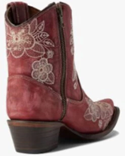 Corral Women's Flowered Embroidery Ankle Western Booties - Snip Toe -Cowboy Pradise 2000371810 920 P4