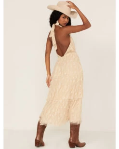 Flying Tomato Women's Floral Lace Halter Tiered Midi Dress -Cowboy Pradise 2000372491 110 P4