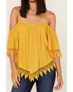 No Frills Women's Lace Cold Shoulder Long Sleeve Woven Top 6 No Frills Women's Lace Cold Shoulder Long Sleeve Woven Top -Cowboy Pradise 2000372841 702 P3