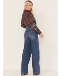Shyanne Women's Medium Wash High Rise Belted Trouser Wide Jeans -Cowboy Pradise 2000373379 414 P3