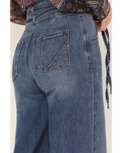 Shyanne Women's Medium Wash High Rise Belted Trouser Wide Jeans -Cowboy Pradise 2000373379 414 P4