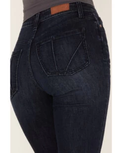 Shyanne Women's Embroidered Dark Wash High Rise Stretch Flare Jeans 7 Shyanne Women's Embroidered Dark Wash High Rise Stretch Flare Jeans -Cowboy Pradise 2000373384 416 P4