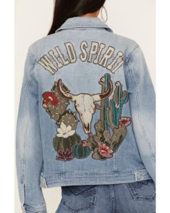 Idyllwind Women's Light Wash Wild Spirit Embroidered Denim Jacket