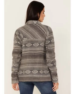 Cruel Girl Women's Striped Geo Print Fleece Trucker Shacket -Cowboy Pradise 2000373573 001 P4