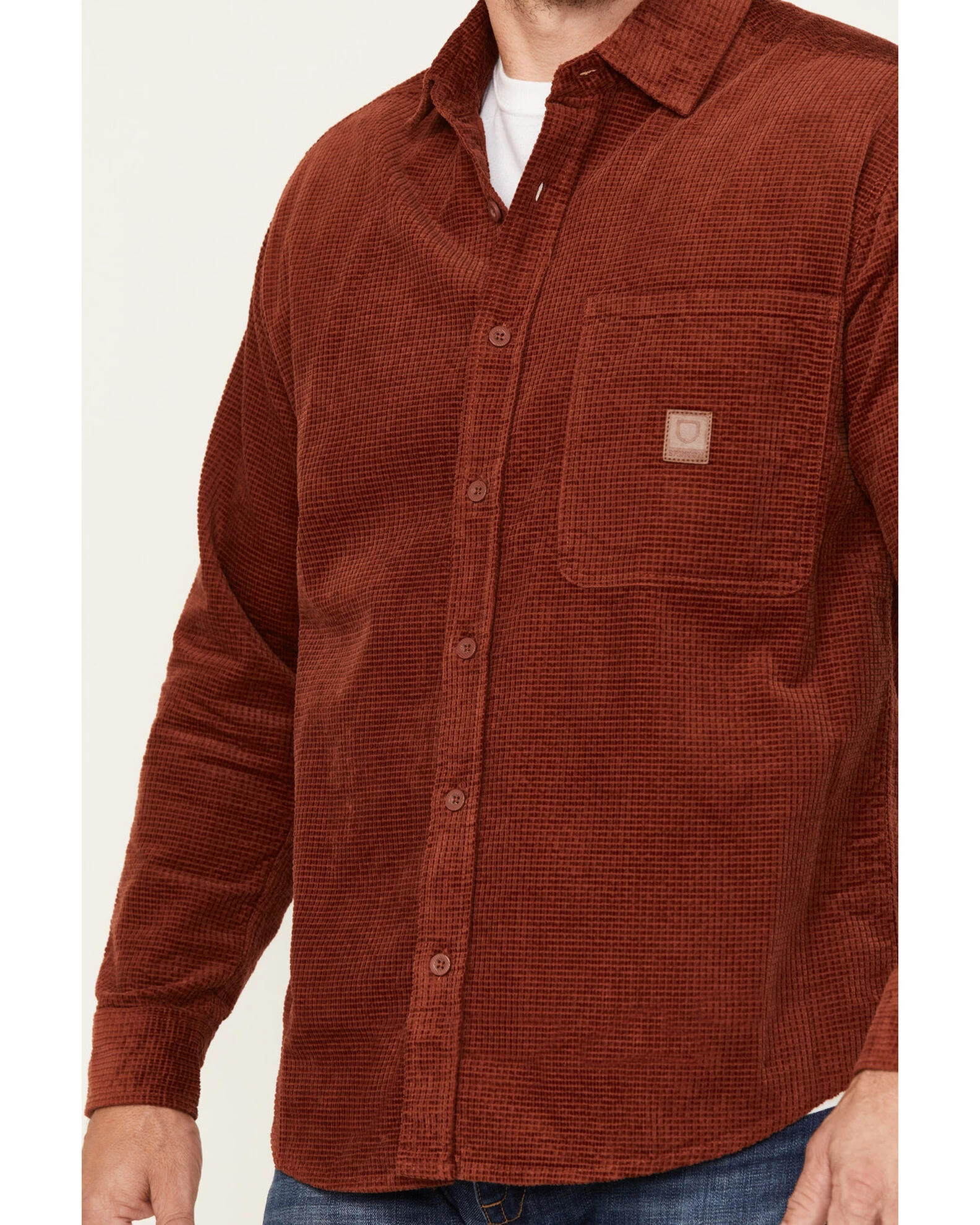 Brixton Men's Porter Long Sleeve Waffle Corduroy Button Down Shirt 3 Brixton Men's Porter Long Sleeve Waffle Corduroy Button Down Shirt - Image 3
