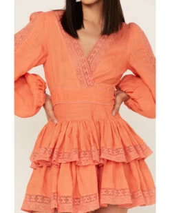 Maia Bergman Women's Mika Lace Tiered Dress -Cowboy Pradise 2000373861 800 P3