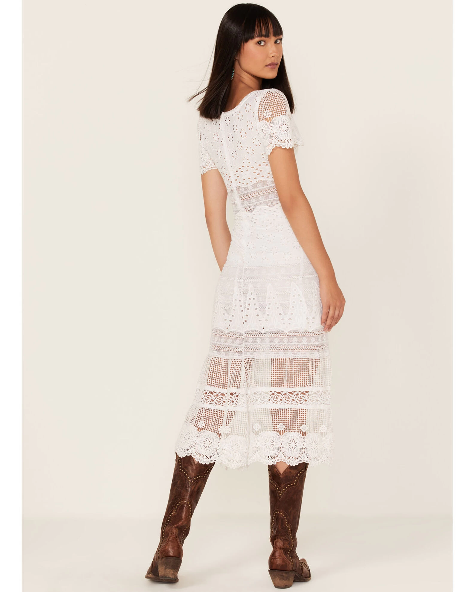 Maia Bergman Women's Surya Eyelet Lace Midi Dress 4 Maia Bergman Women's Surya Eyelet Lace Midi Dress - Image 4