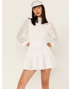 Maia Bergman Women's Nao Lace Tiered Mini Dress 7 Maia Bergman Women's Nao Lace Tiered Mini Dress -Cowboy Pradise 2000373865 100 P4