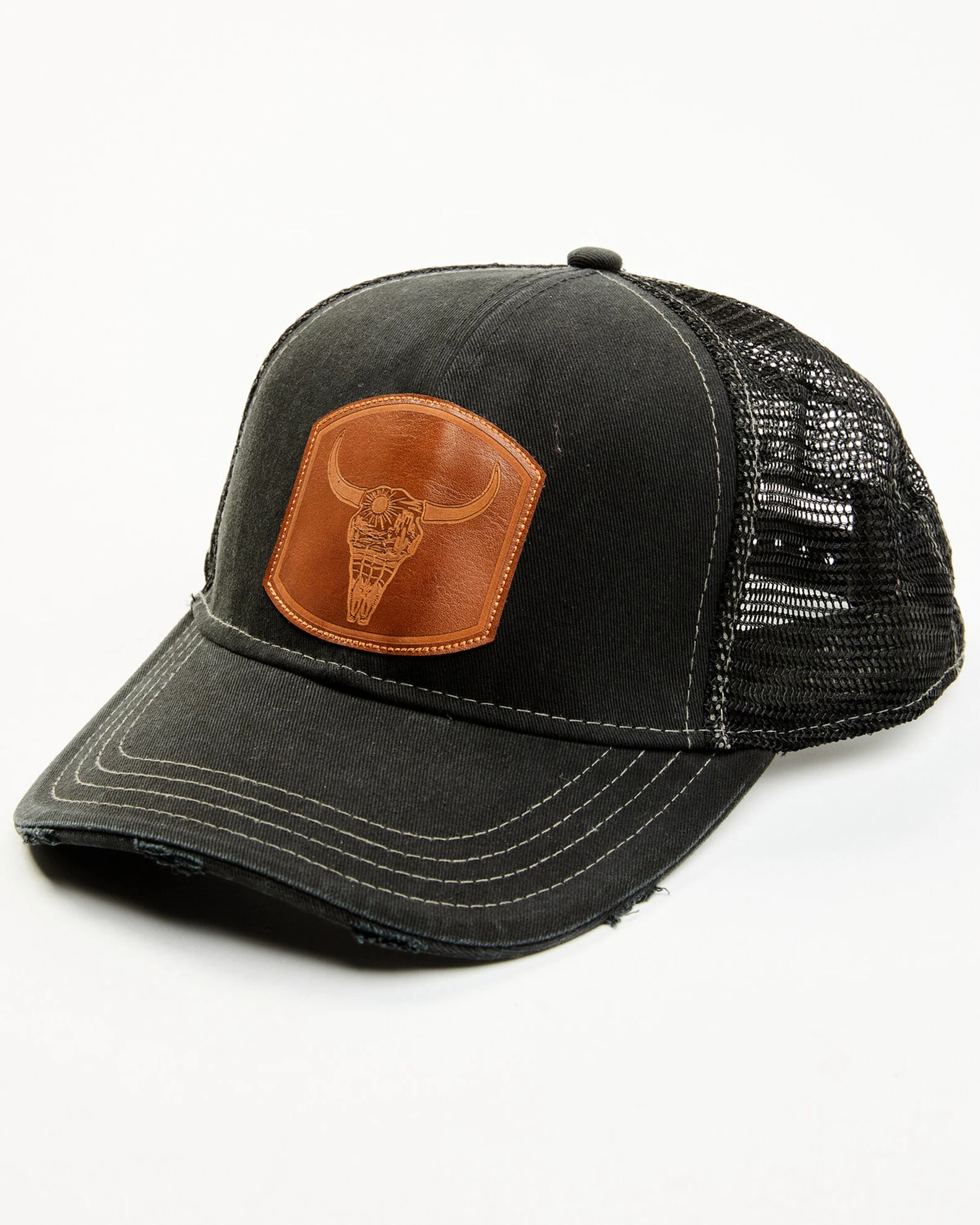 Shyanne Women's Black Distressed Longhhorn Mesh-Back Baseball Hat 1 Shyanne Women's Black Distressed Longhhorn Mesh-Back Baseball Hat