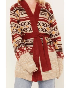Wrangler Retro Women's Southwestern Print Hooded Cardigan -Cowboy Pradise 2000374522 104 P3